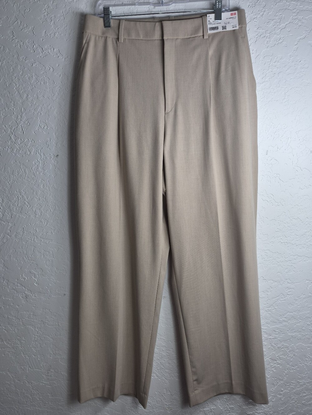 XL Uniqlo Womens Beige Pleated Wide Trousers - Picture 3 of 13